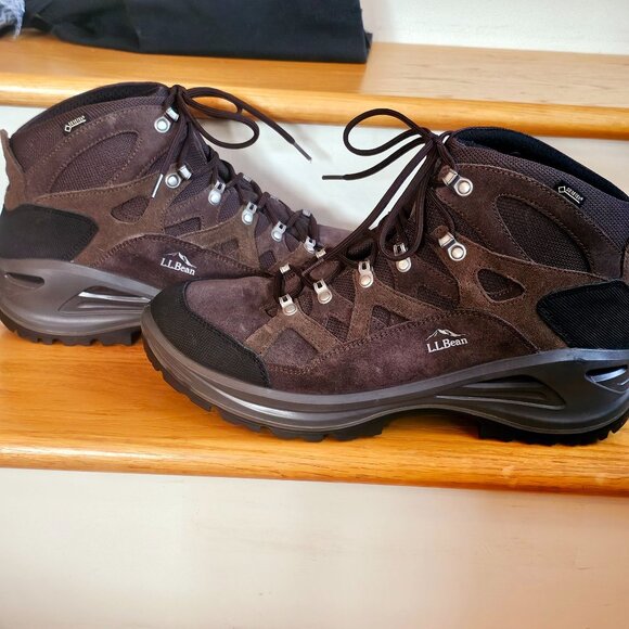 L.L.Bean Mens Gore-Tex Brown Suede Hiking Boots Gore-Tex VIbram Made ITALY 12 W - Picture 4 of 7